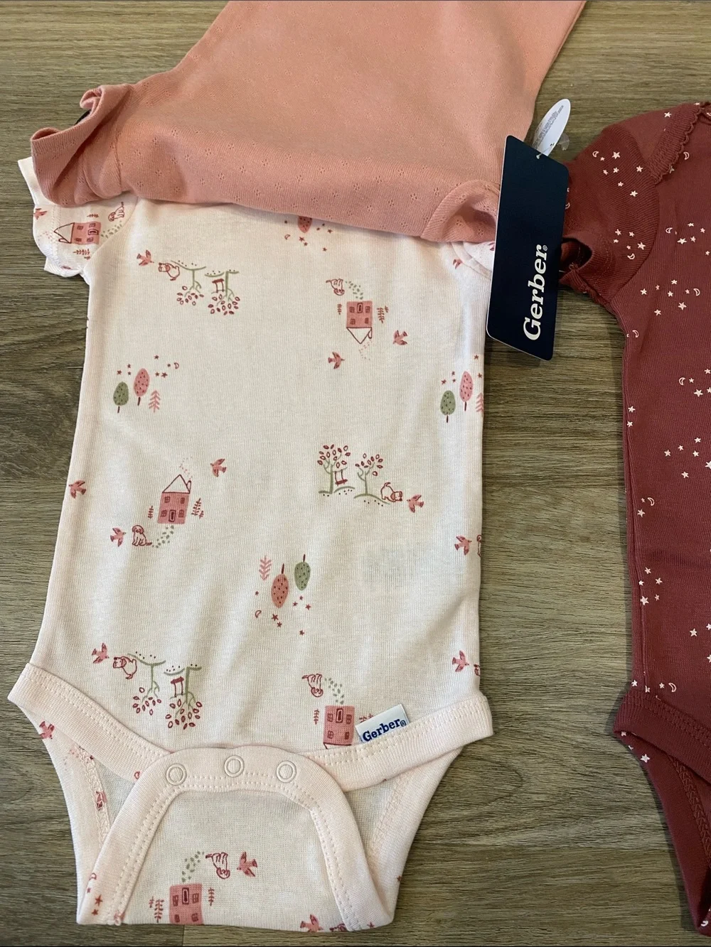 Gerber Pink & Rust Short-Sleeve Baby One-Piece Bodysuits - 3 Pack